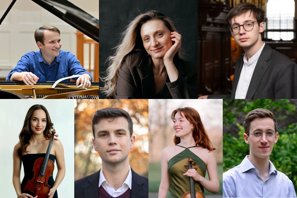 A collage of seven headshots alternating between men and women.